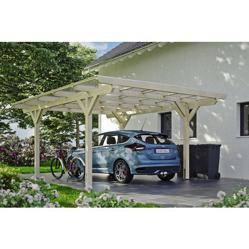 Skan Holz Carport Odenwald Flachdach aus Fichte in Beige mit Doppelstegplatten aus Polycarbonat, B/T: 428 x 541 cm, Höhe: 238 cm - Bild 4