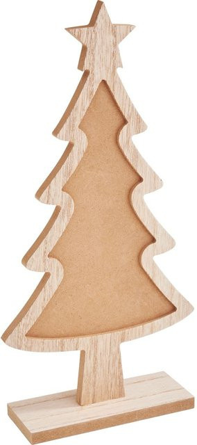 VBS Tannenbaum mit Vertiefung in Beige und Braun aus Holz für die Tischdekoration - Bild 1