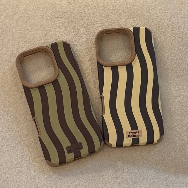 Vintage Lederstruktur Handyhülle mit gewelltem Streifendesign für iPhone 11 bis iPhone 17 Pro Max Plus, stoßfest, Multicolour - Bild 1
