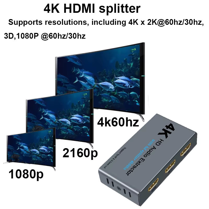 Wiistar 4K HDMI Audio Extraktor 5.1 HD-Splitter mit optischem TOSLINK SPDIF und 3,5mm Klinkenanschluss - Bild 3