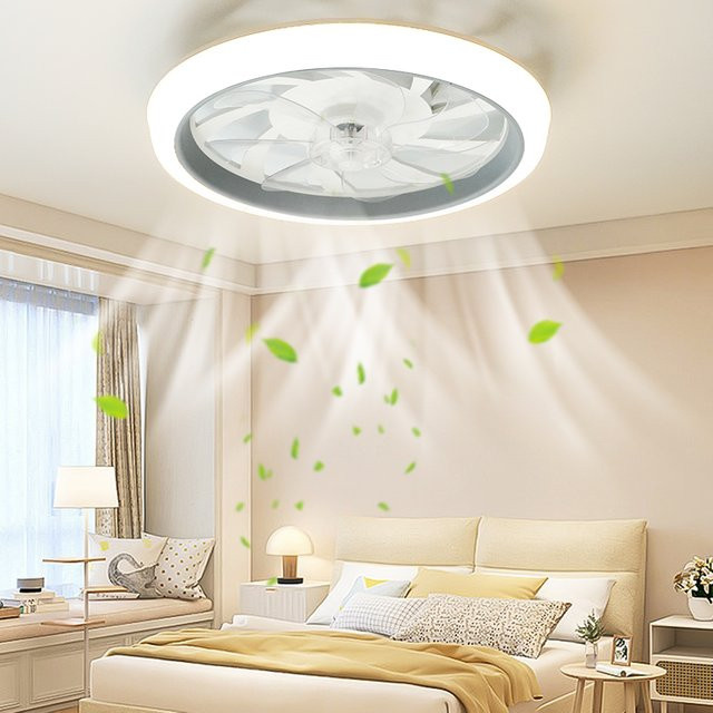 LED-Deckenventilatorleuchte von ludengchaoshi in Weiß mit Fernbedienung, stufenloser Dimmung und 6 Windgeschwindigkeiten für Wohnzimmer und Schlafzimmer - Bild 1