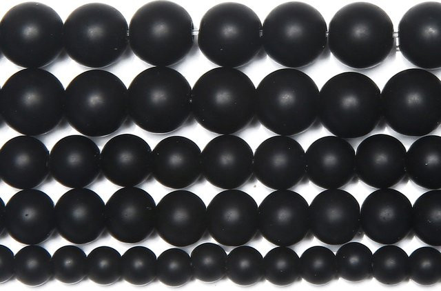 Tony and Beads Onyx-Achat Perlenstrang, schwarz, mattiert, 38,1 cm, Unisex - Bild 1