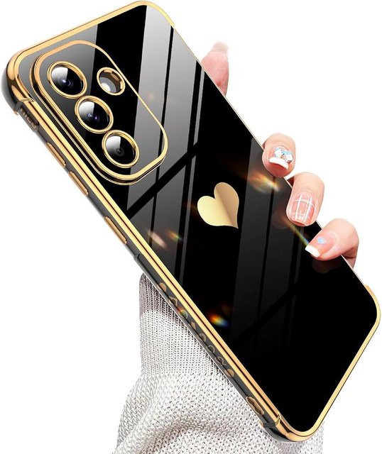Glänzende Silikon Hülle mit Luxus Beschichtung und Glitzer Design für Samsung Galaxy A56 A36 A25 A15 A55 A35 A54 A34 A14 A16 in Schwarz - Bild 1