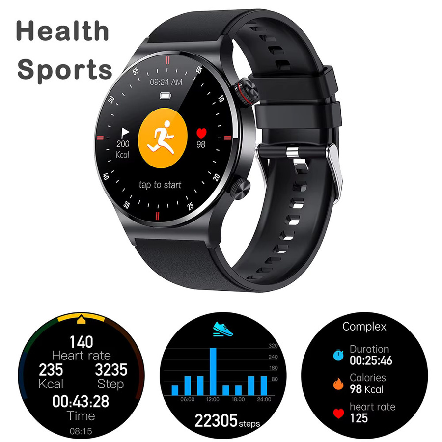 CRTORRS Smartwatch, Schwarz, Rund, NFC, Bluetooth, 44 mm, Unisex - Bild 5
