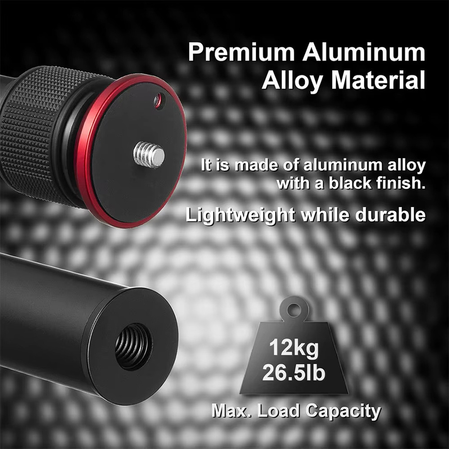 MINIFOCUS Aluminium Einbeinstativ Verlängerungsstange für DSLR SLR Kameras und Gimbals, Schwarz - Bild 4
