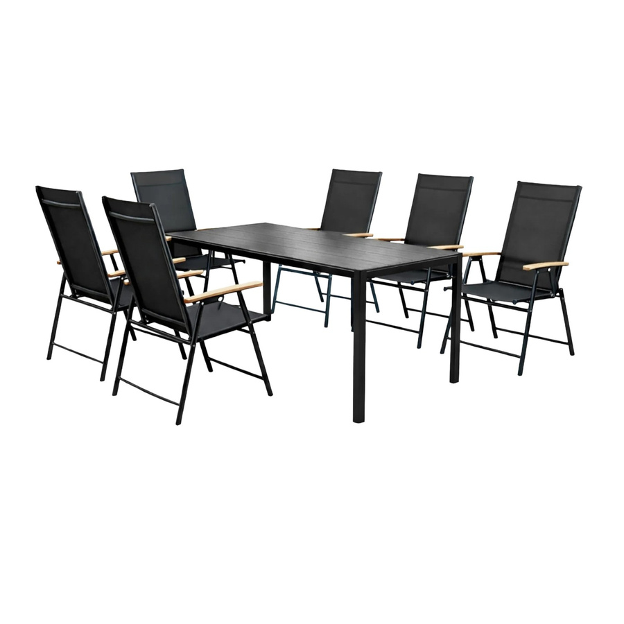 Greemotion Gartenmöbel-Set Merida 7-teilig aus Aluminium und Polywood in Anthrazit - Bild 2