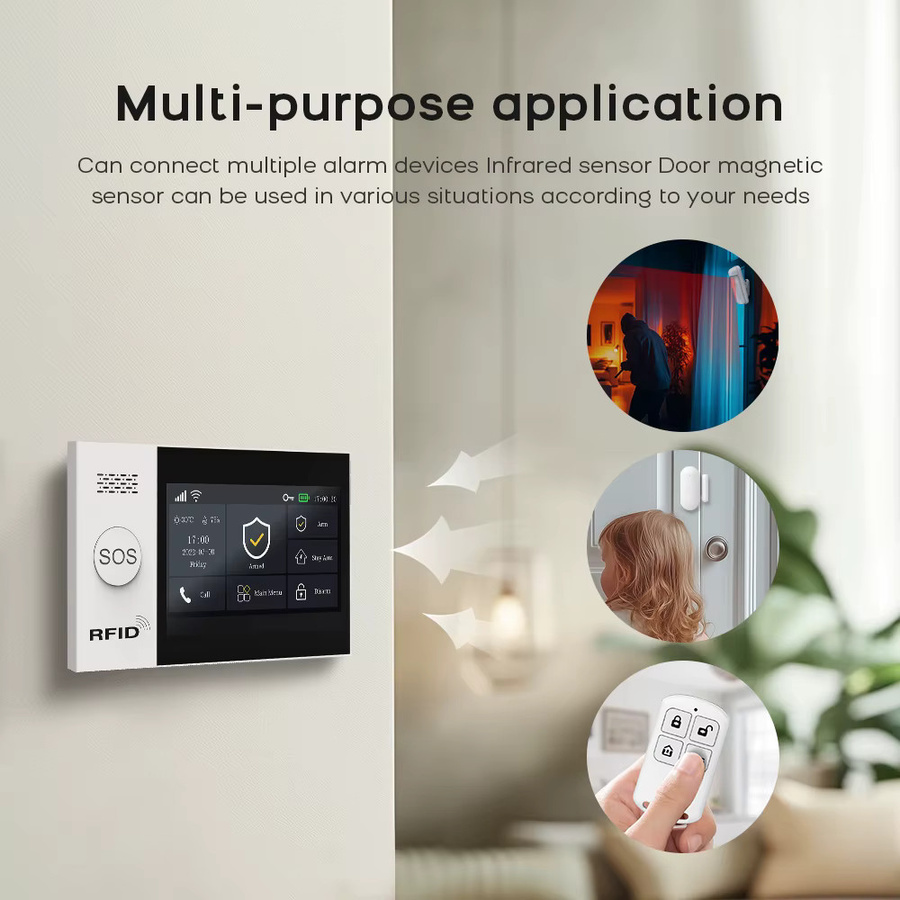 HIVA Drahtloses GSM-Alarmsystem in Weiß mit WiFi-Einbrucherkennung und Tuya Smart Life App-Kompatibilität für Zuhause, Garage oder Büro - Bild 2