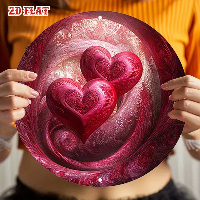 CIFBUY Herz-Liebesschild Retro-Wanddekoration aus Metall, rundes Aluminiumschild mit Herz-Motiv, Durchmesser: 20,0 cm - Bild 2