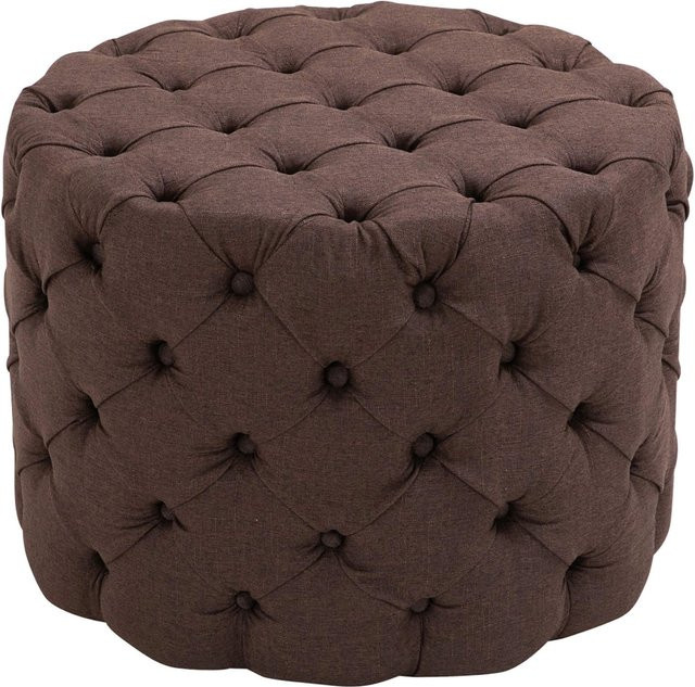 TPFLiving Sitzhocker Darcy Chesterfield aus Stoff in Braun, Durchmesser: 60 cm, Höhe: 46 cm - Bild 1