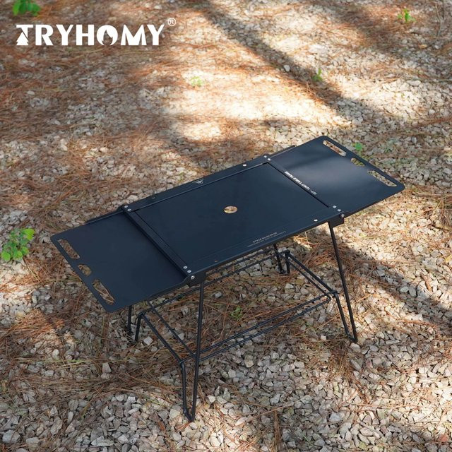 Tryhomy IGT Camping Tisch mit Kochmodul aus Aluminiumlegierung, Schwarz, B/T/H: 40 x 39,5 x 33 cm - Bild 1