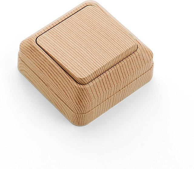 Mr Travel Klassischer Aufputzschalter 1-Wege-Knopf in Holz-Optik mit Flammhemmender Oberfläche nach EU-Standard - Bild 1