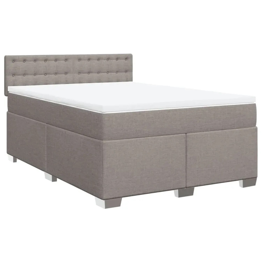 vidaXL Boxspringbett mit Matratze in Taupe, Hybrid-Bett mit Taschenfederkern aus Stoff und Kiefernholz, B/T/H: 160 x 200 x 100,5 cm - Bild 2