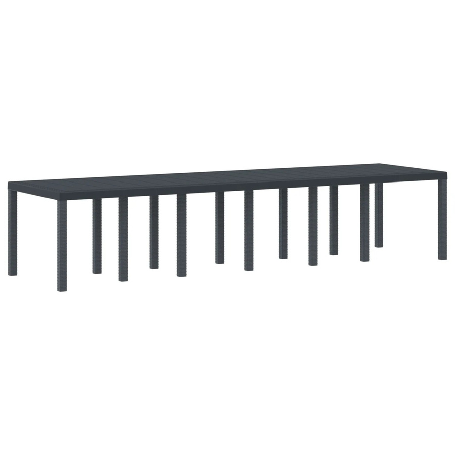 vidaXL Gartentisch aus Polyrattan und pulverbeschichtetem Stahl in Anthrazit, erweiterbar, B/T/H: 350 x 100 x 73 cm - Bild 2