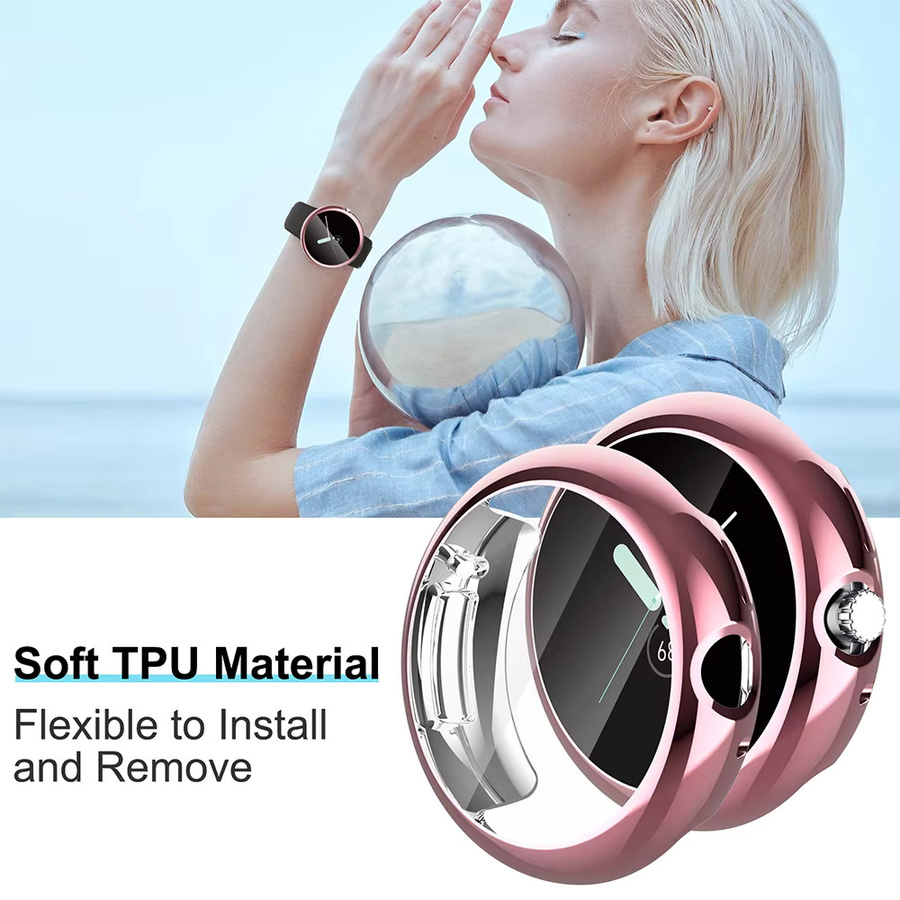Google Pixel Watch Schutzhülle, TPU, Schwarz, transparent, Unisex - Bild 2