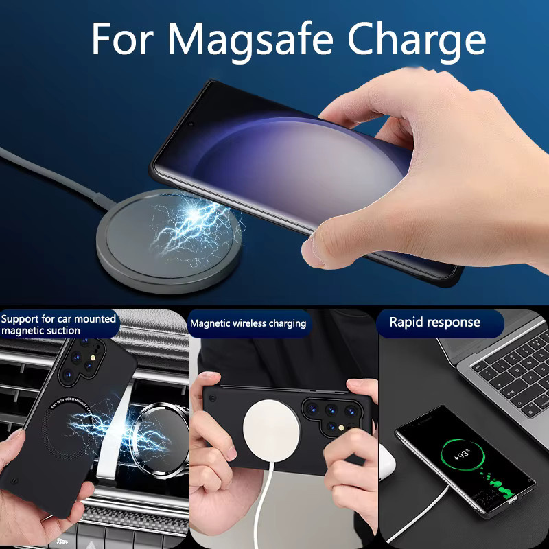 Ultra dünner rahmenloser Magnet für MagSafe kabelloses Laden für OnePlus 12 11 10 9 Pro Ace 2V Pro kühlende Kunststoff Abdeckung in Schwarz oder Orange - Bild 2
