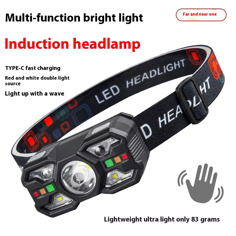 ESMARTER Mini Sensor Scheinwerfer mit Bewegungsmelder und Induktionsfunktion, wiederaufladbare Notfall-Lampe für Outdoor und Angeln, Schwarz/Rot - Bild 4