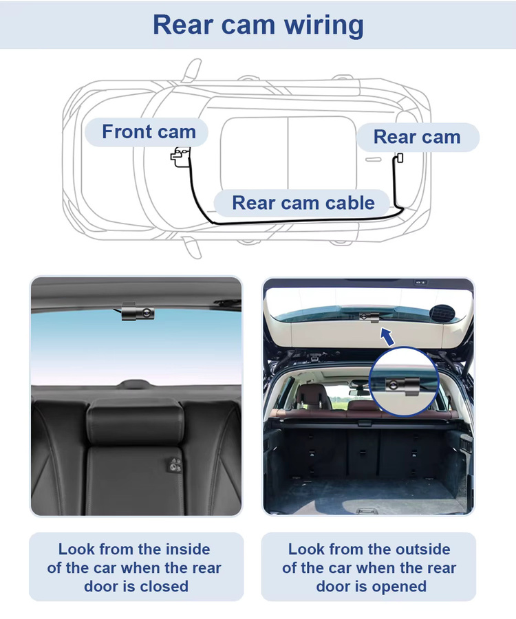 FITCAMX Dashcam Vorne und Hinten mit WIFI für Toyota Corolla 2017-2026, Corolla Cross 2022-2026 und Avalon 5. Generation 2019-2022, Schwarz - Bild 4