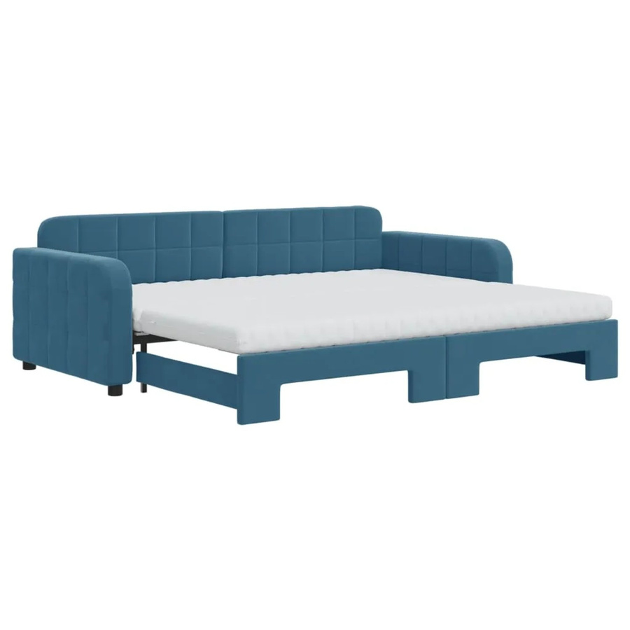 vidaXL Tagesbett ausziehbar mit Matratze in Blau aus Samt, B/T/H: 90 x 200 cm - Bild 2