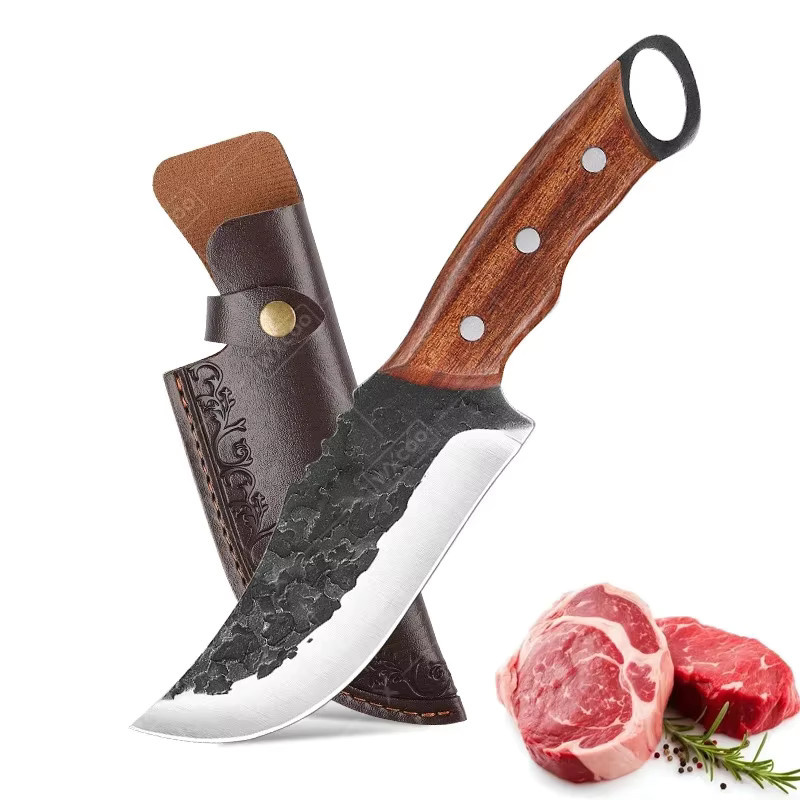 WXCOO Handgefertigtes Fleischbeil aus Edelstahl mit Holzgriff als geschmiedetes Küchenmesser für Fleisch, Obst und Gemüse - Bild 6