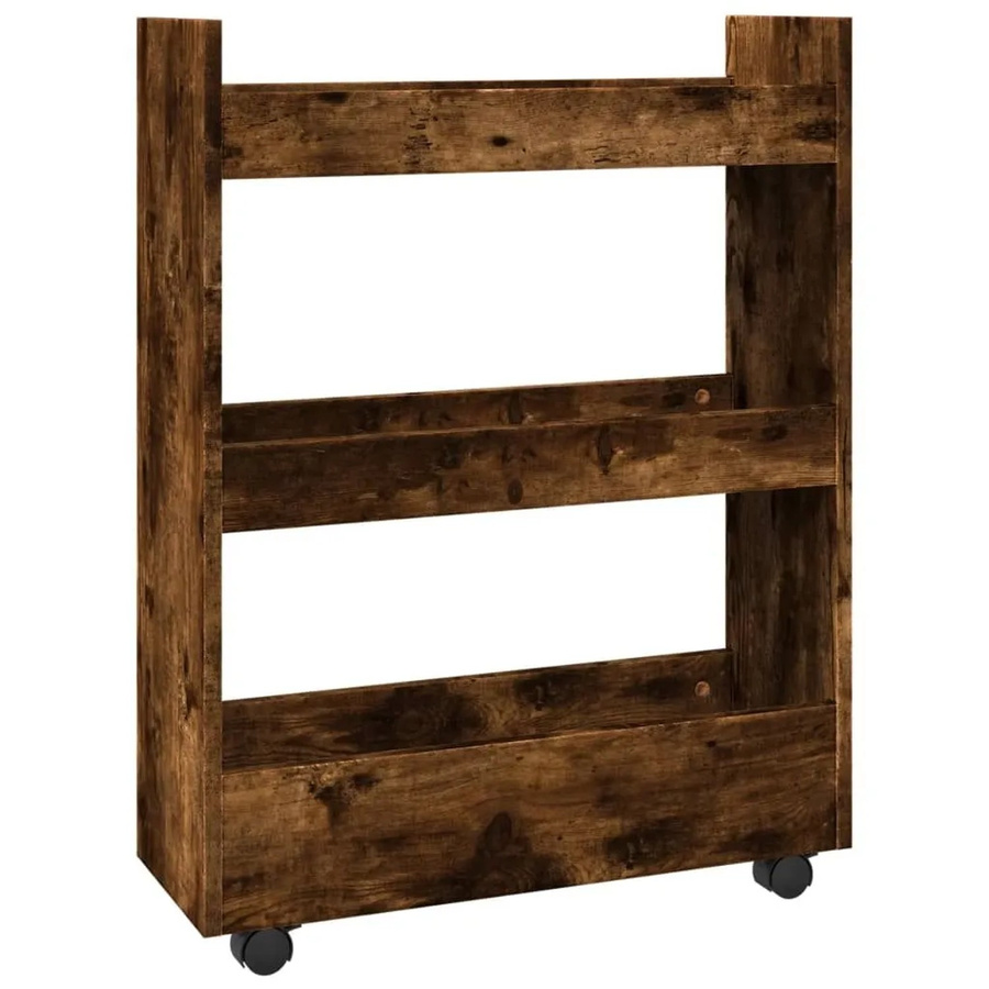 vidaXL Aufbewahrungswagen schmal mit 3 Etagen aus Holzwerkstoff in Räuchereiche, B/T/H: 22,0 x 20,0 x 80,0 cm - Bild 2