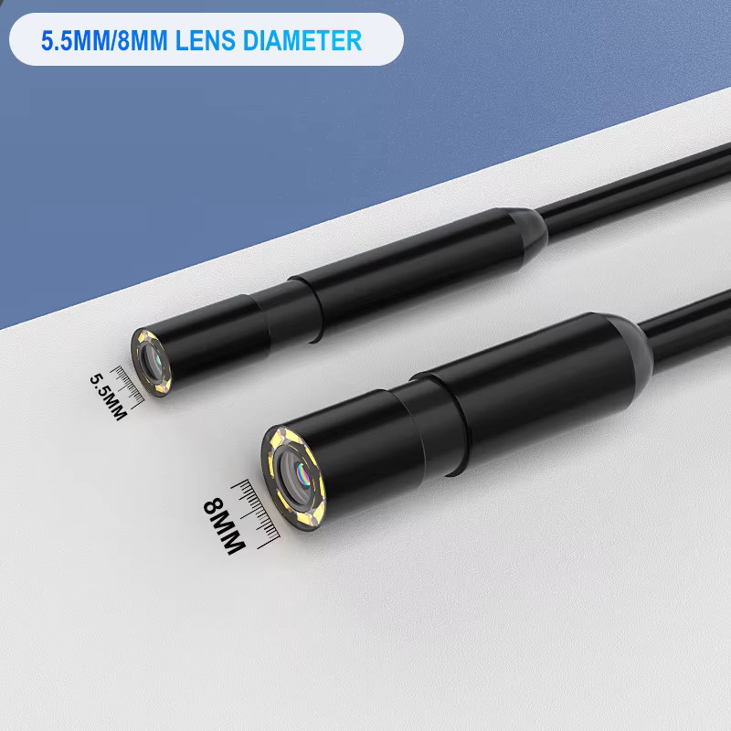 ZYPUSON Mini-HD-Kamera-Endoskop mit LEDs für Auto- und Kanalinspektion, schwarzes Endoskop-Inspektionstool mit weichem oder starrem Kabel für iOS und Android, Durchmesser: 5,5/8 mm - Bild 3