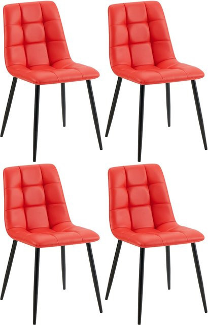 CLP 4er Set Esszimmerstühle Antibes aus Kunstleder mit gesteppter Polsterung in modernem Design inklusive Bodenschonern - Bild 1