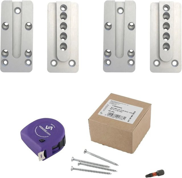 vasalat Set HVP Schwerlastverbinder aus Aluminium in Silber mit Spaxschrauben T-Star Plus und Bit TX20, Maße: 40 x 90 x 12 mm - Bild 1
