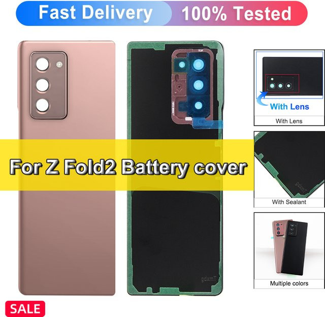 Samsung Galaxy Z Fold 2 F916 Ersatz-Rückseite in Schwarz mit Klebstoff als Hartschalen-Batteriegehäuse - Bild 1