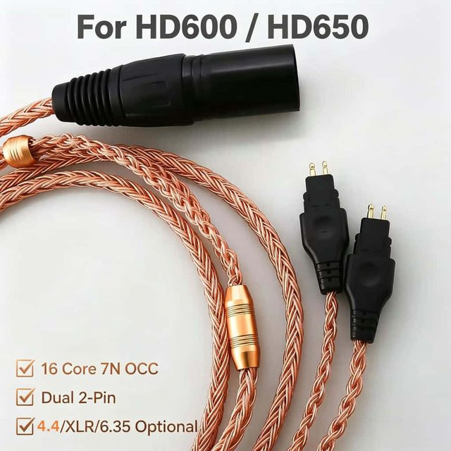Sennheiser Hifi Audiophile Kopfhörerkabel 16-adrig 7N OCC mit XLR, 4,4mm und 2,5mm Anschlüssen für HD600, HD650 und HD660S - Bild 1