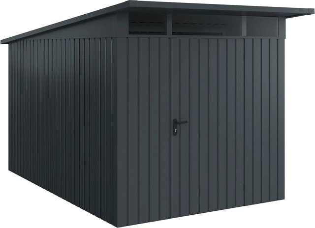 EcoStar Gerätehaus Euroline Pultdach in Anthrazitgrau mit 1-flügliger Tür, B: 358 cm, H: 229 cm - Bild 1