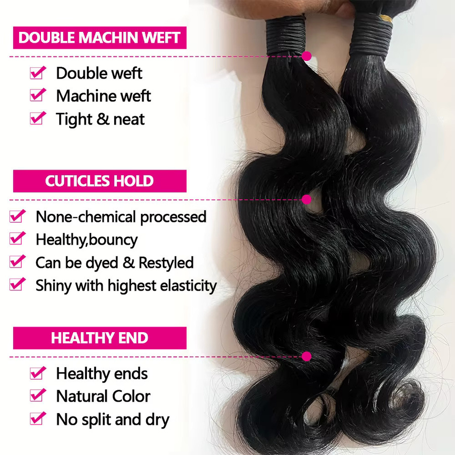 Queenlike Haar Extensions, 24 Zoll, Brasilianisches Rohhaar, Unisex - Bild 4