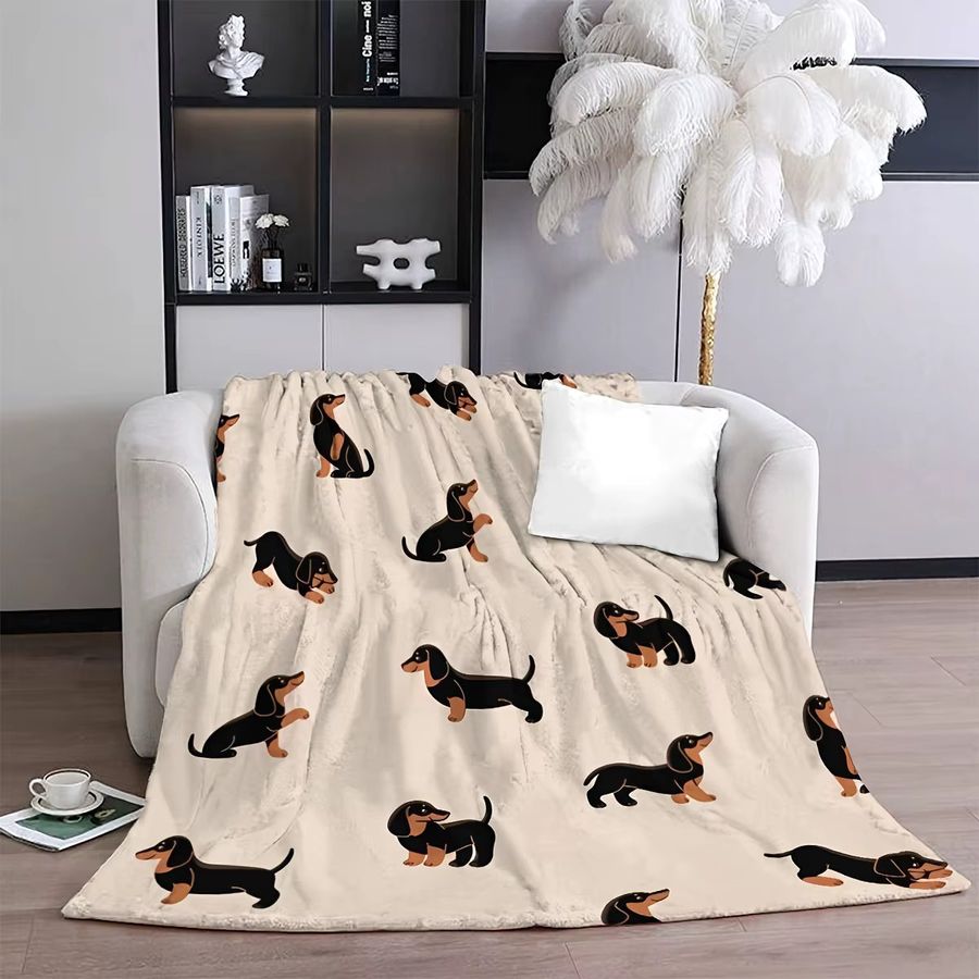 VIKAMA Dackeldecke aus weichem Flanell mit niedlichem Cartoon-Druck für Sofa und Schlafzimmer - Bild 2