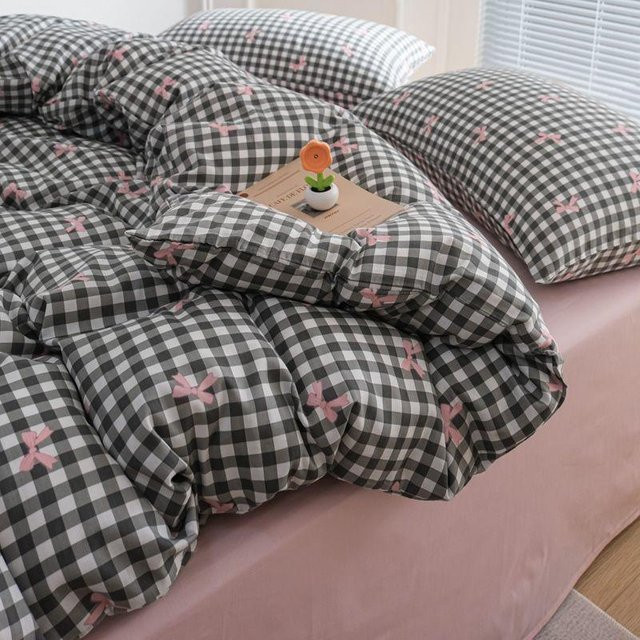 Bin Chi Textiles Bettwäsche-Set mit Blumenmuster in Grün und Grau, bestehend aus Bettbezug, Kissenbezug und Spannbettlaken aus Polyester - Bild 1