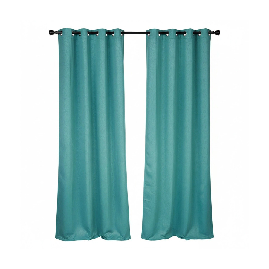 Relaxdays Ösenvorhänge 2er Set aus Polyester in Grün, lichtdicht und thermoisolierend, Höhe: 245 cm, Breite: 135 cm - Bild 2
