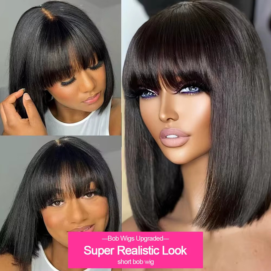 CEXXY Bob-Perücke mit Pony, glattes Echthaar, 250 % Dichte, Damen - Bild 3