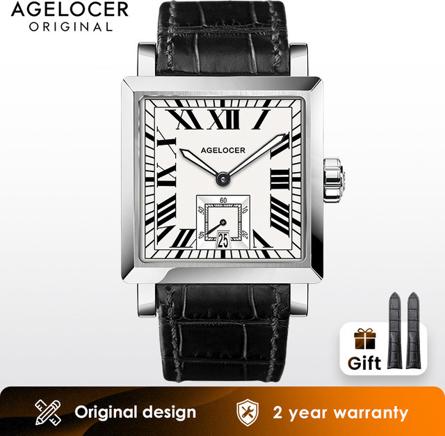 AGELOCER Armbanduhr, Automatik, Edelstahl, Silber, Leder, Herren - Bild 1