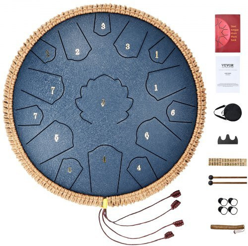 VEVOR Steel Tongue Drum Zungentrommel 15 Noten D-Dur Blau - Bild 1