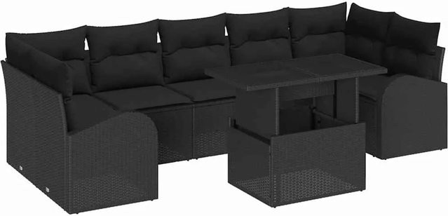 vidaXL 8-teiliges Garten-Sofa-Set aus Poly Rattan in Schwarz mit UV-beständigen Kissen - Bild 1