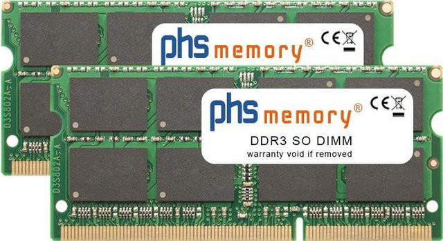 PHS-memory 16GB Kit DDR3 SO DIMM RAM Speicher für QNAP TS-251+ 2x8GB 1600MHz PC3L-12800S in Grün - Bild 1