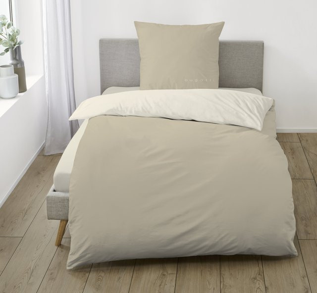 ibena Bettwäsche BUGATTI aus Baumwollflanell in Beige und Braun, Set bestehend aus Bettbezug und Kissenbezug, B/H: 155 x 220 cm und 80 x 80 cm - Bild 1