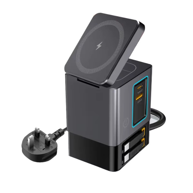 ILEPO 6 in 1 GaN Magnetischer kabelloser Ladeständer 105 W Desktop-Dockstation mit 15 W Schnellladefunktion für iPhone 16 15 14 13 und AirPods in Schwarz - Bild 7