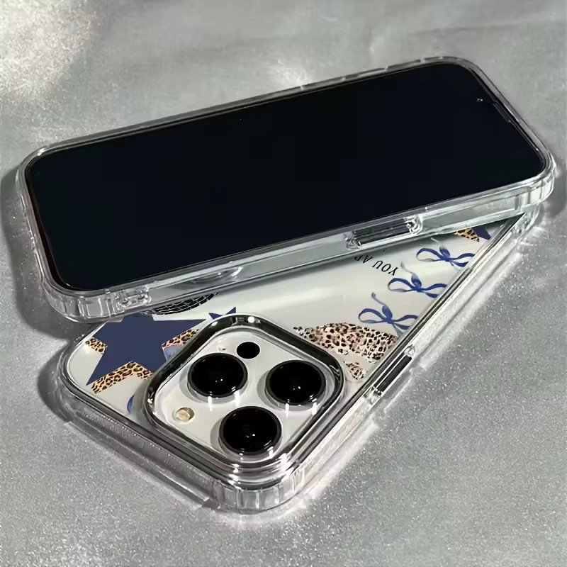 Stern Lippen Leopardenmuster Design Handyhülle für iPhone 17 16 15 14 13 12 11 Pro Max X XR XS 7 8 Plus Transparent Multicolour - Bild 2