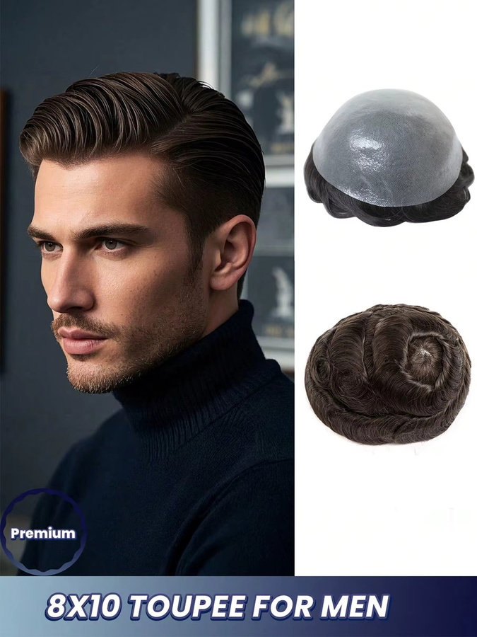 CC YOUNG Poly Skin Toupet für Herren, Echthaar-Haarersatzsystem - Bild 6