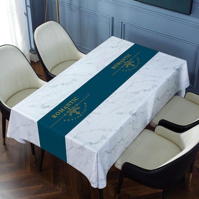 Wasserdichte und ölabweisende Tischdecke aus PVC von Yiran Furniture in Weiß, Rechteckig, B/T: 140 x 140 cm - Bild 1