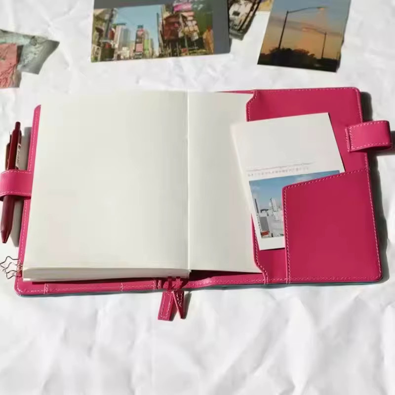Yiwi Makaron-Einband für A5-Tagebuch und Notizbuch in Pink im Vintage-Stil für tägliche und wöchentliche Planung - Bild 2