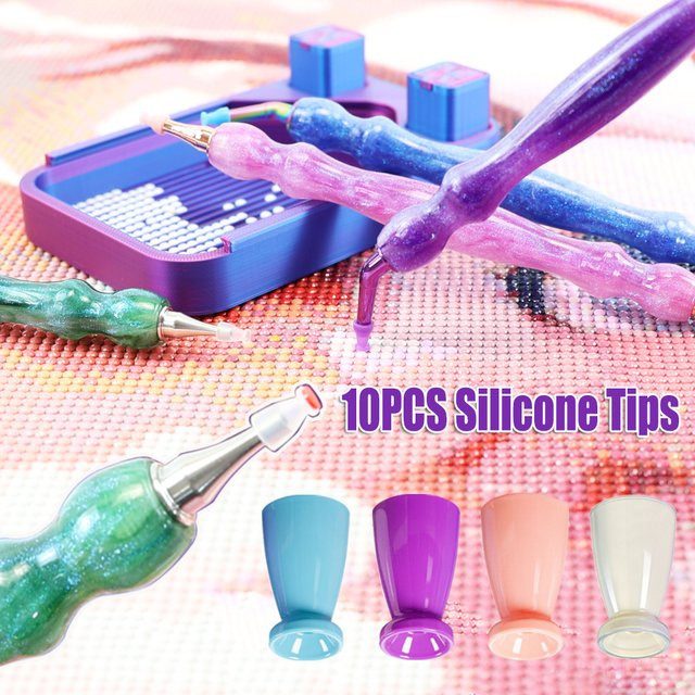 10 Stück Silikon-Spitzen Diamantmalerei-Stifte in Blau und Multicolour für DIY-Hobbyisten - Bild 1