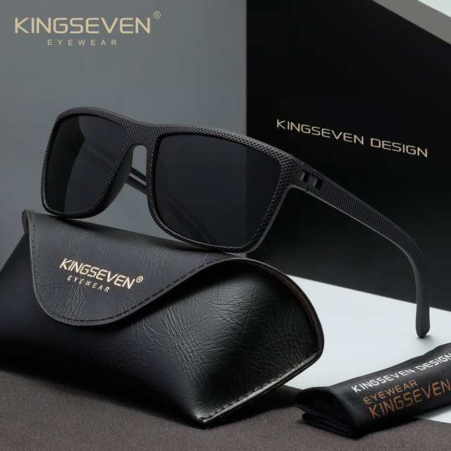 KINGSEVEN Sonnenbrille, rechteckig, Vollrand, Kunststoff, schwarz, Unisex - Bild 1