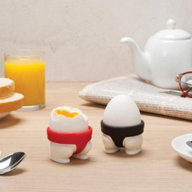 2er-Set Eierbecher im japanischen Sumo-Design von Grain Of Rice, Farbe: Weiß - Bild 1