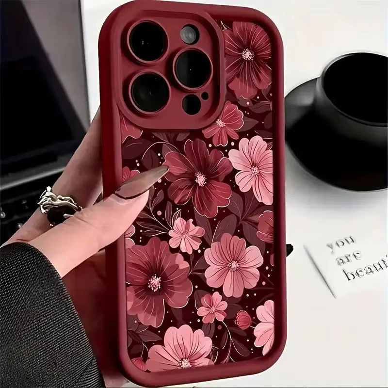 Elegante Handyhülle mit rotem Blumenmuster für Xiaomi Redmi Note 14 13 12S 12 11 10 9S 9 8 7 A5 Pro Plus 4G 5G aus weichem TPU - Bild 2