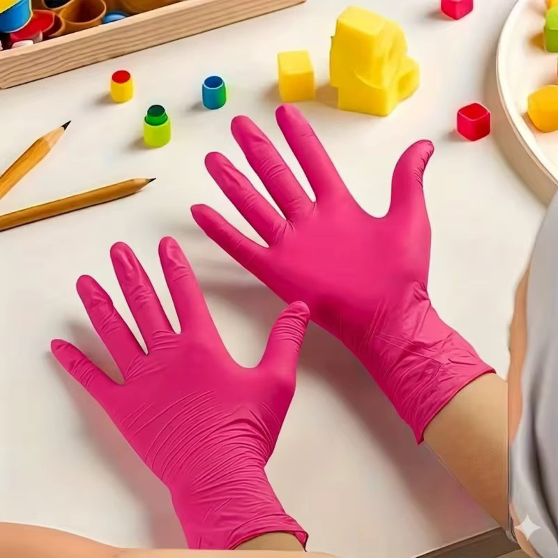 INMAICH Nitril-Einweghandschuhe für Kinder in Blau und Pink, latexfreie Reinigungshandschuhe zum Basteln, Malen und Gärtnern für 6- bis 15-Jährige - Bild 3
